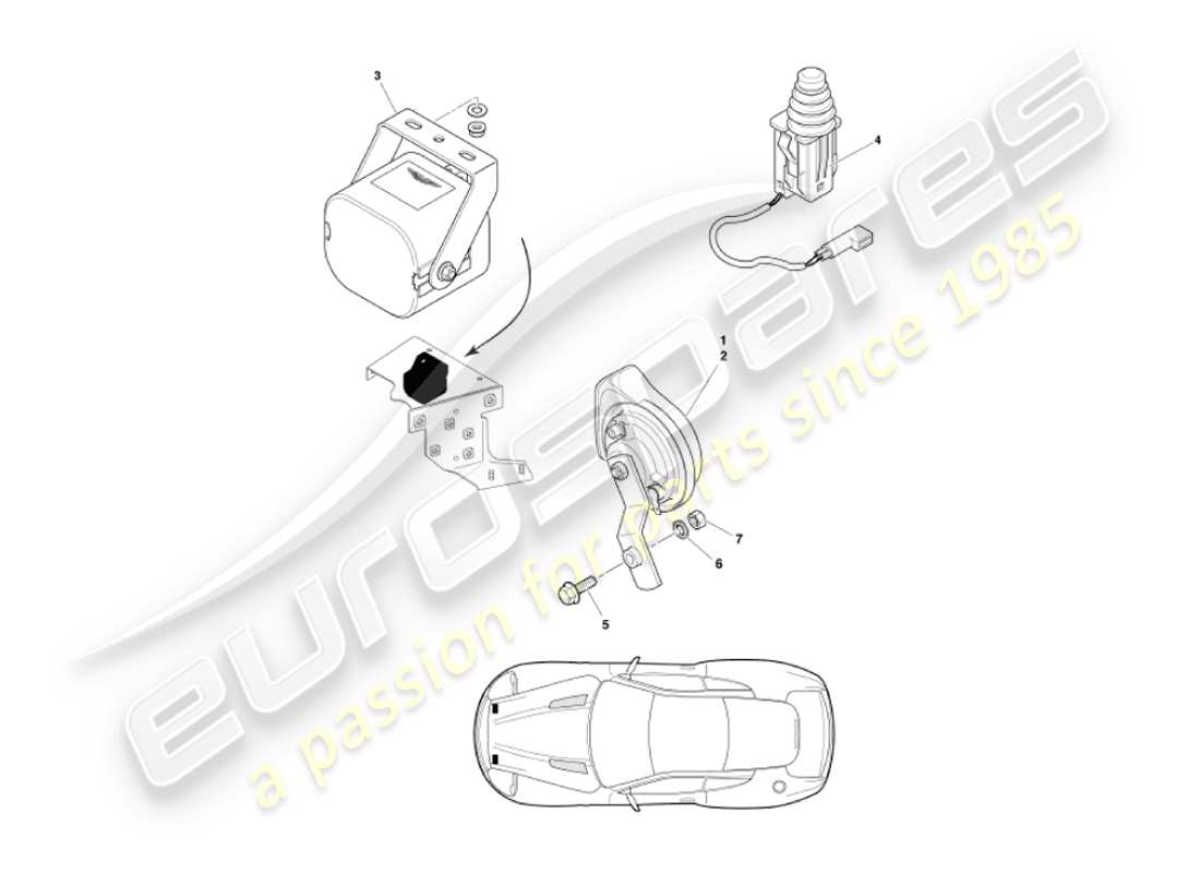 aston martin vanquish (2004) diagrama de piezas de los componentes debajo del capó
