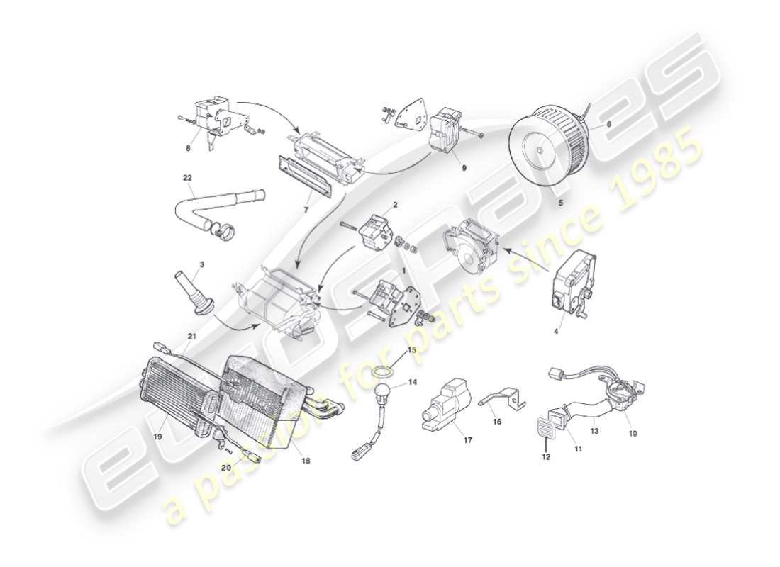 aston martin vanquish (2003) diagrama de piezas de los módulos de control
