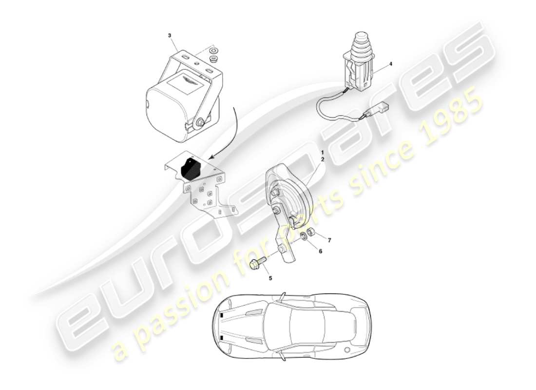 aston martin vanquish (2002) componentes debajo del capó diagrama de piezas