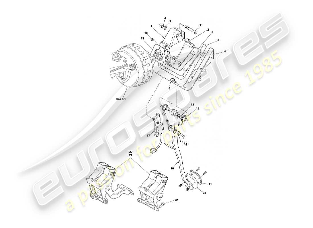 aston martin vanquish (2005) cubre pedal diagrama de piezas