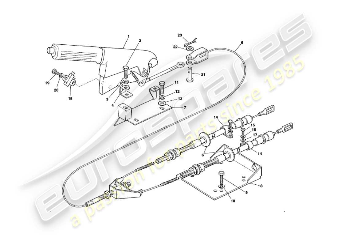 aston martin v8 volante (1998) diagrama de piezas del freno de mano