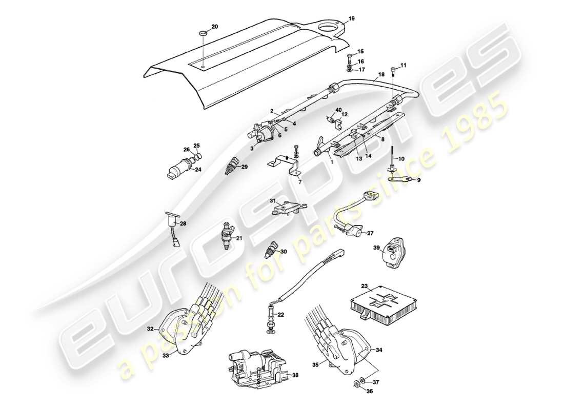aston martin v8 volante (1997) inyección electrónica de combustible diagrama de piezas