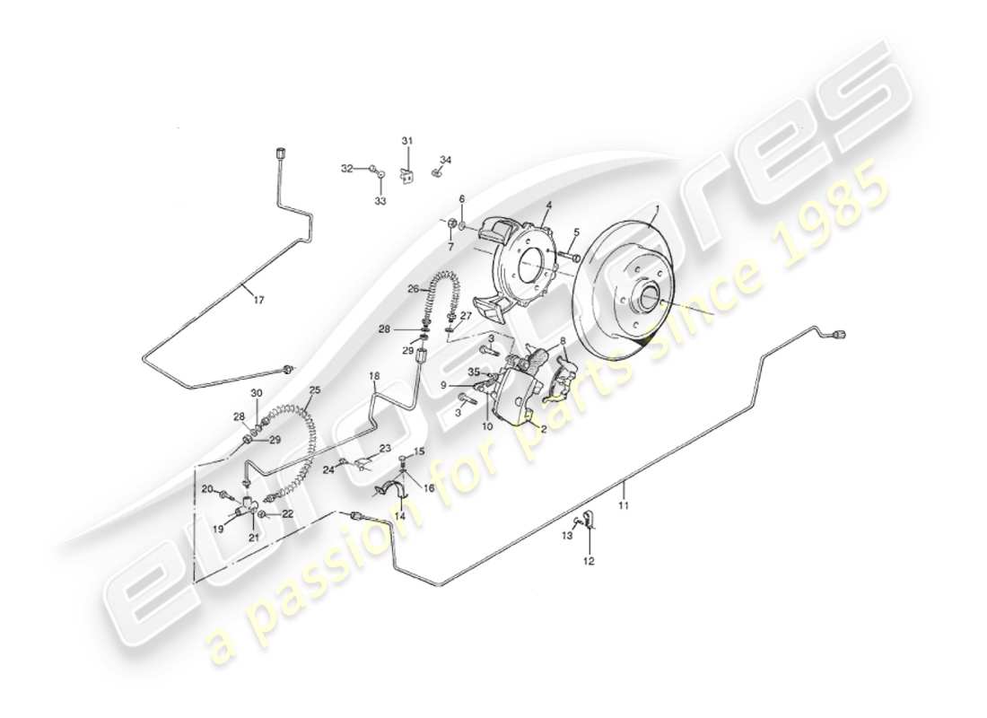 aston martin v8 virage (2000) diagrama de piezas de frenos traseros