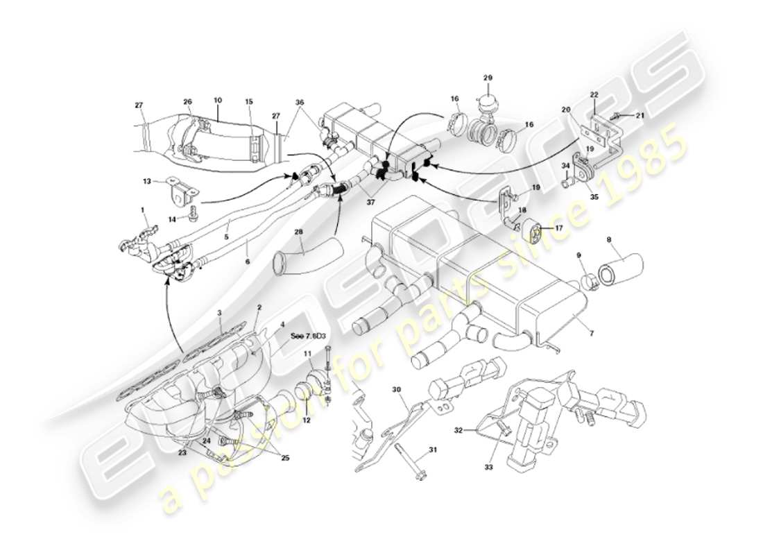 aston martin vanquish (2005) sistema de escape diagrama de piezas