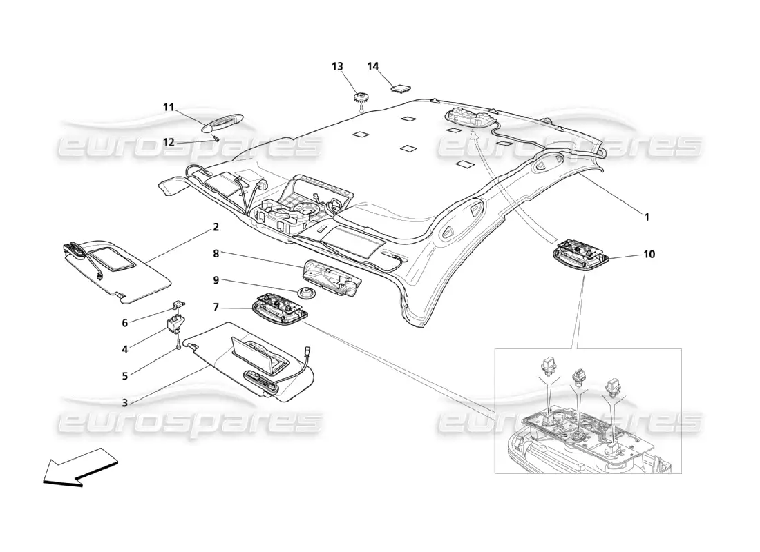maserati qtp. (2003) 4.2 parasol y techo diagrama de piezas