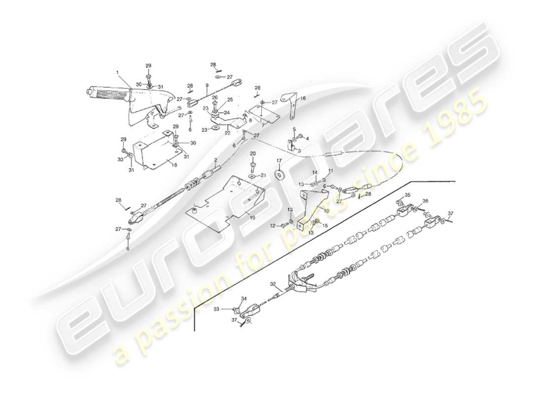 aston martin v8 virage (2000) freno de mano diagrama de piezas