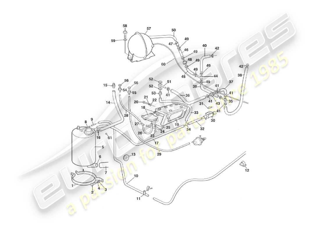 aston martin v8 virage (2000) diagrama de piezas del sistema de vacío