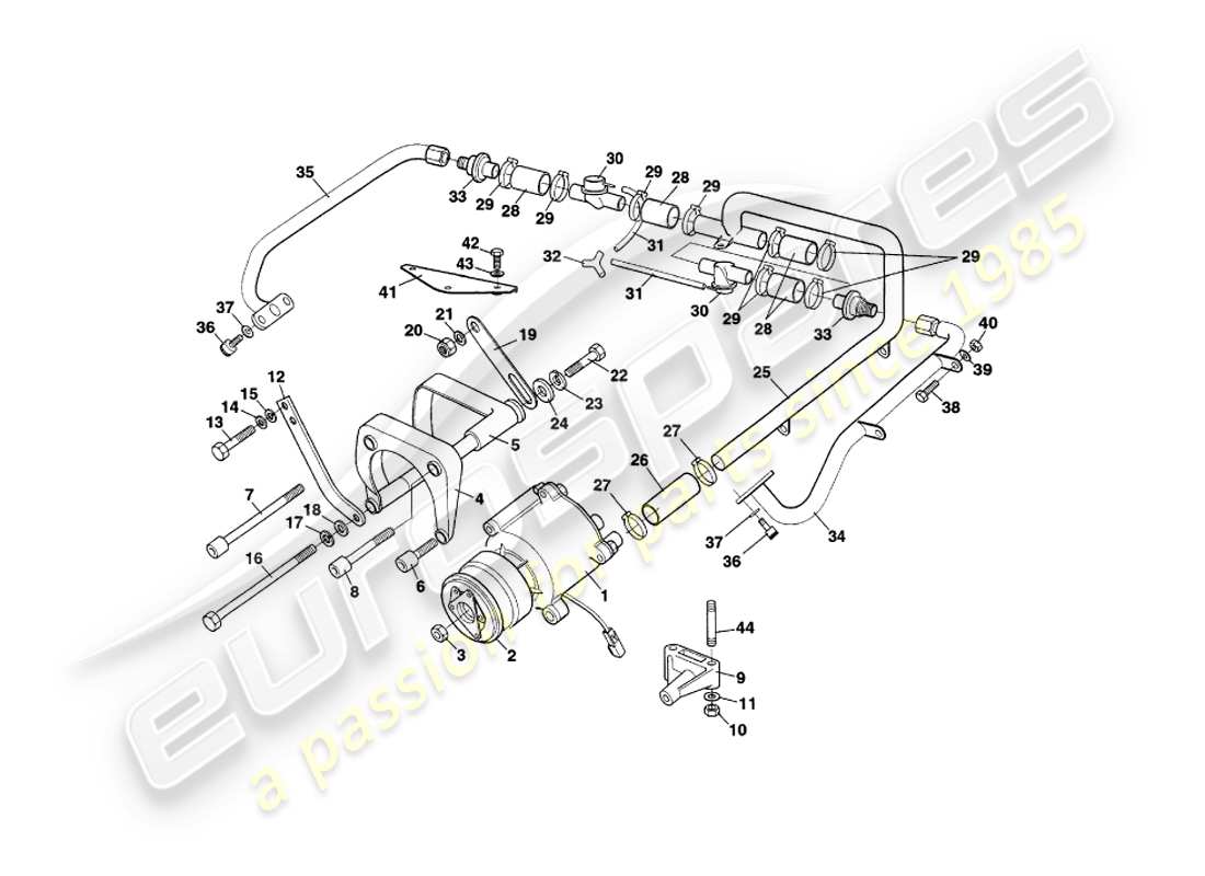 aston martin v8 coupe (2000) diagrama de piezas del sistema de inyección de aire secundario