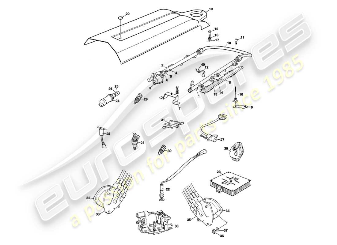 aston martin v8 volante (1998) inyección electrónica de combustible diagrama de piezas
