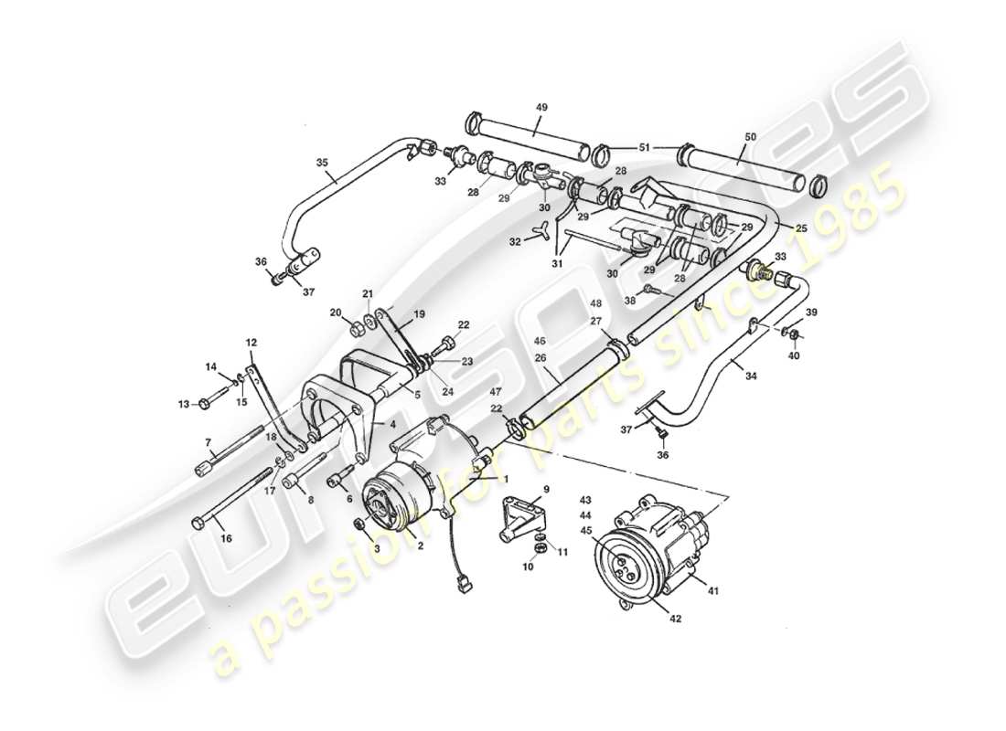 aston martin v8 virage (2000) diagrama de piezas del sistema de inyección de aire secundario