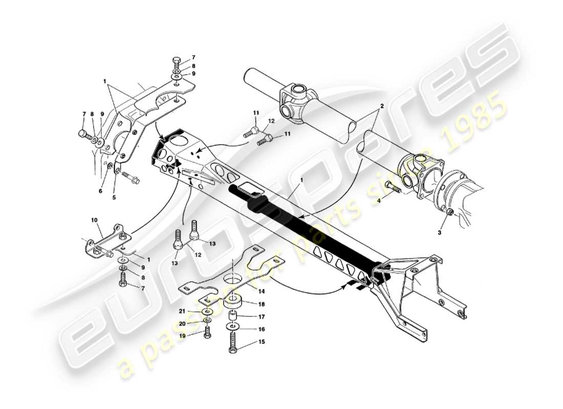 aston martin v8 volante (1997) diagrama de piezas del tubo de torsión y del eje de transmisión