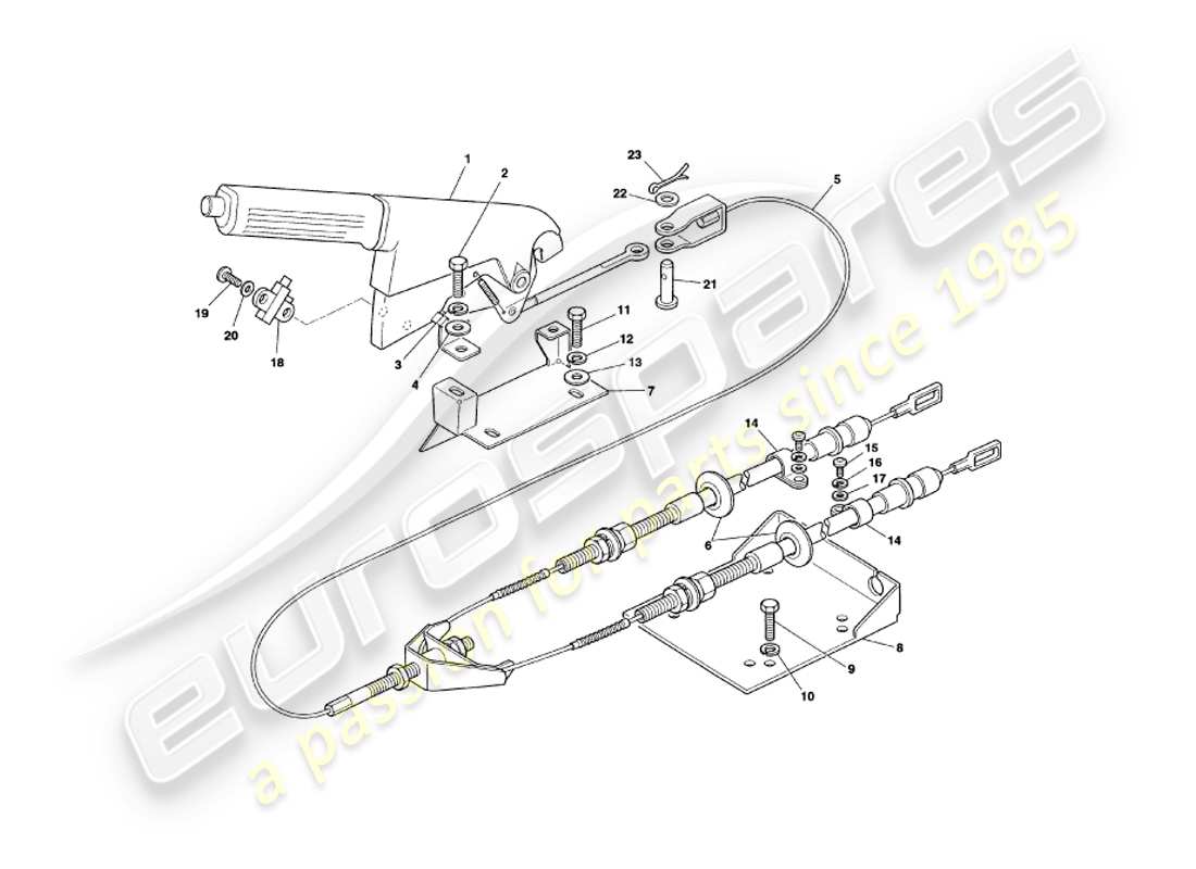 aston martin v8 coupe (2000) diagrama de piezas del freno de mano