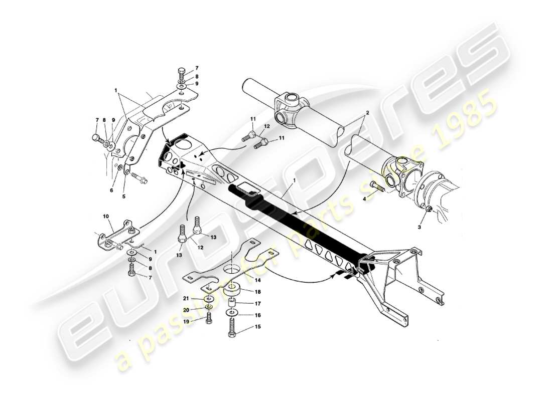 aston martin v8 coupe (2000) diagrama de piezas del tubo de torsión y del eje de transmisión