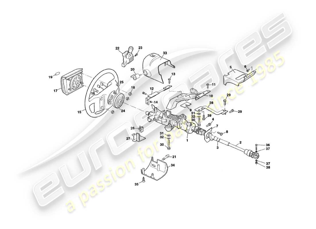 aston martin v8 coupe (2000) columna de dirección diagrama de piezas