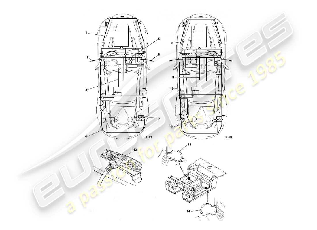aston martin vanquish (2006) diagrama de piezas de arneses