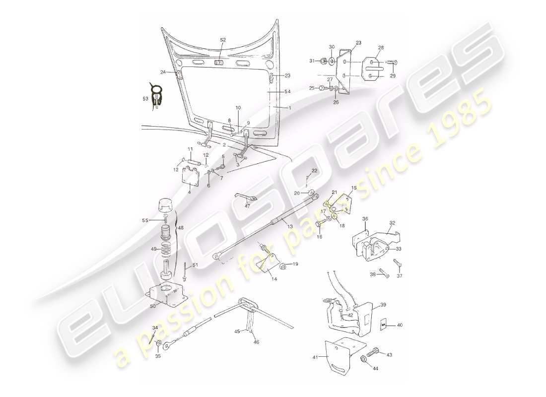 aston martin v8 virage (2000) diagrama de piezas del cuerpo y capó