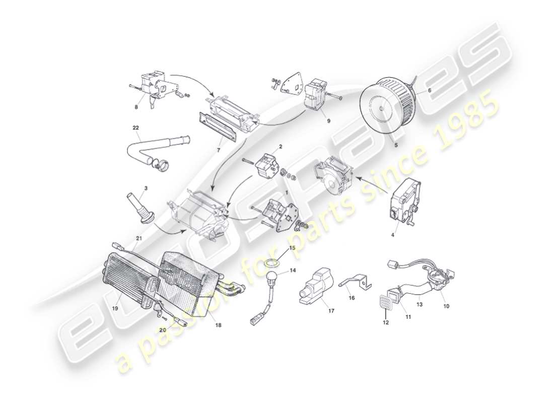aston martin vanquish (2005) diagrama de piezas de los módulos de control