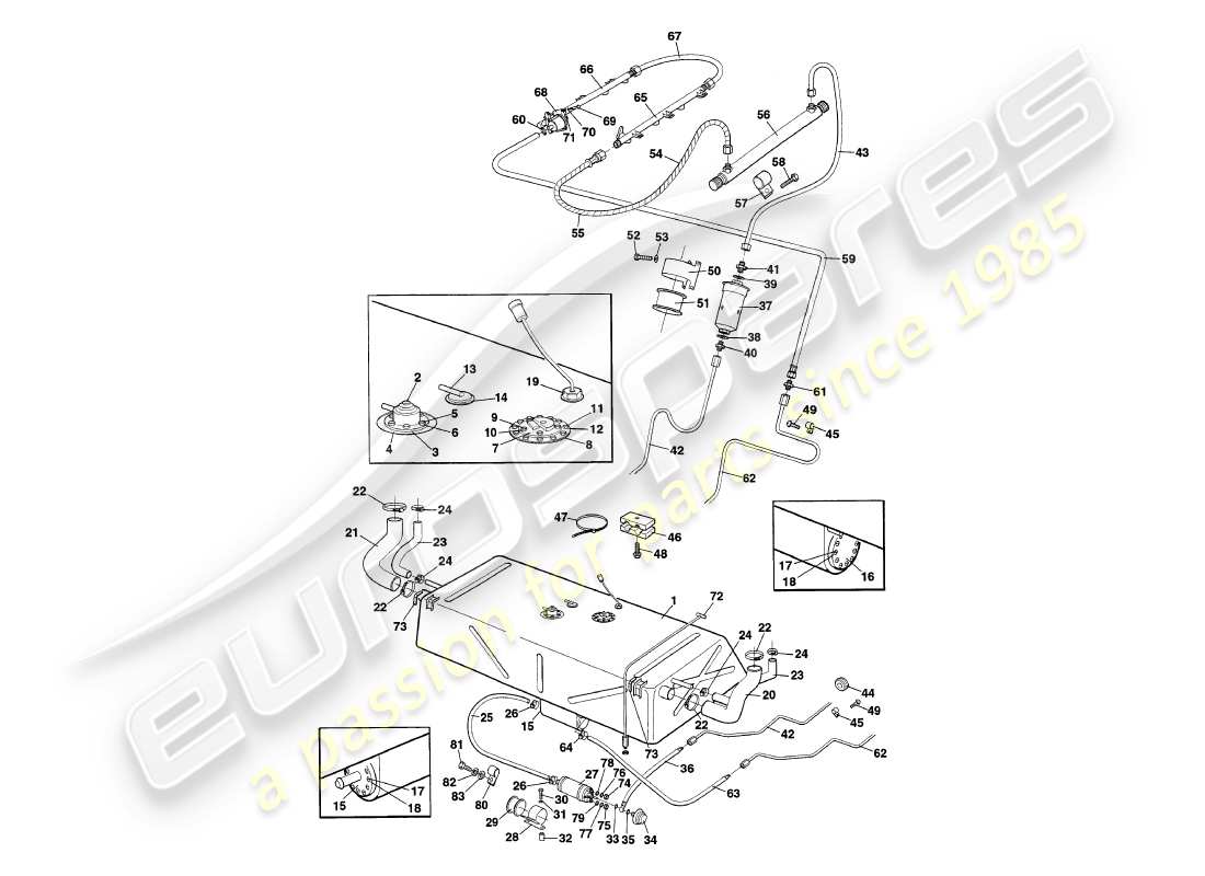 aston martin v8 coupe (2000) fuel system diagrama de piezas