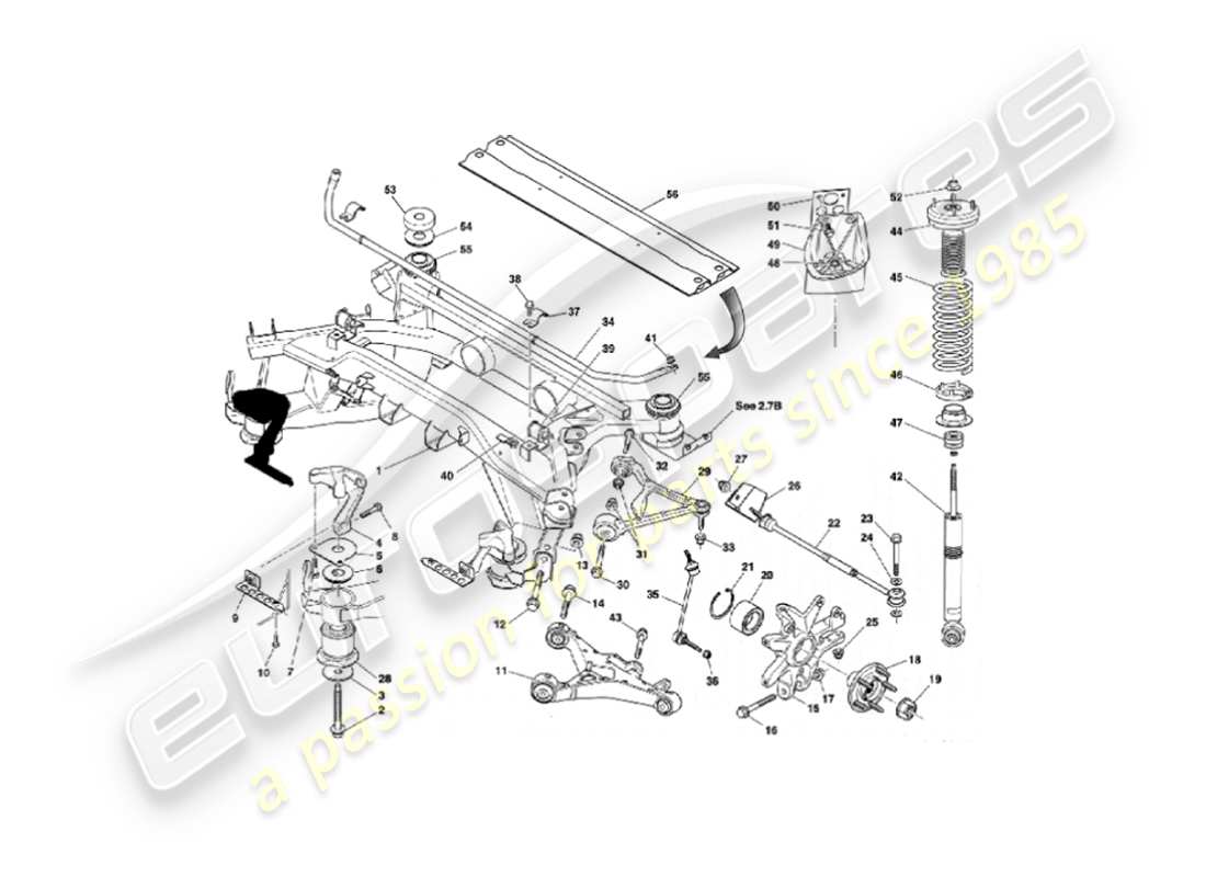 aston martin vanquish (2004) rear suspension diagrama de piezas