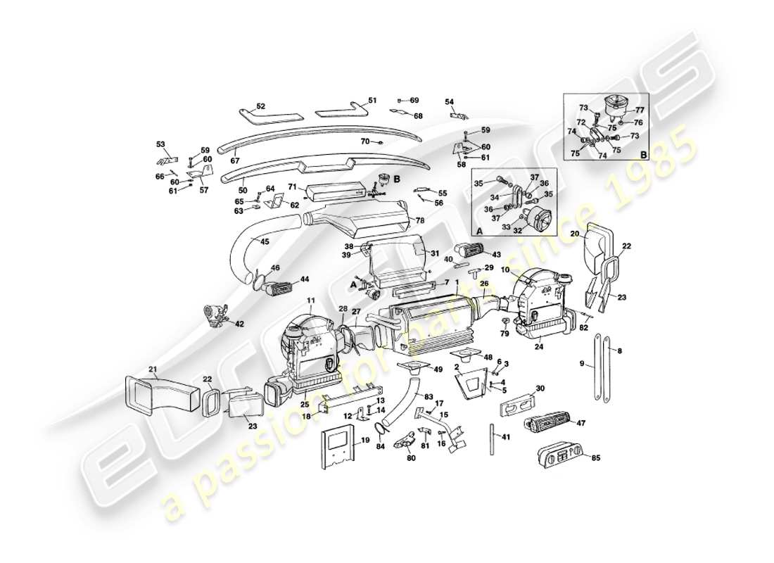 aston martin v8 coupe (2000) diagrama de piezas de instalación interior