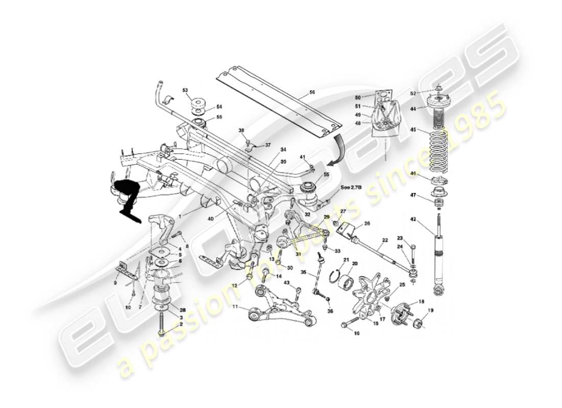 aston martin vanquish (2005) rear suspension diagrama de piezas