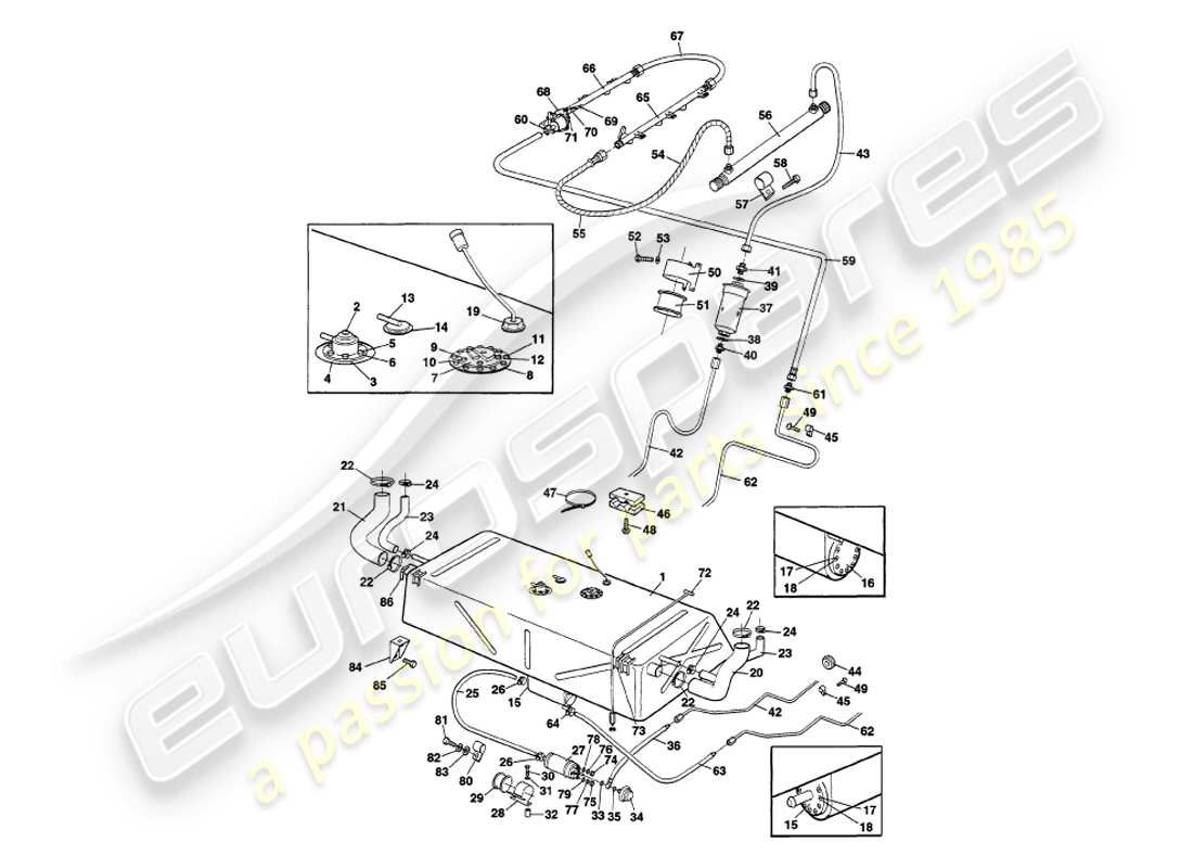 aston martin v8 volante (1997) fuel system diagrama de piezas