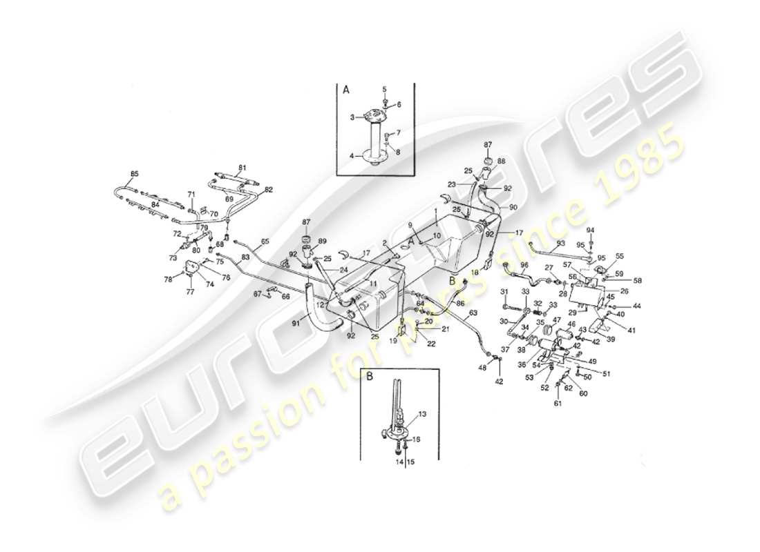 aston martin v8 virage (2000) diagrama de piezas del sistema de combustible