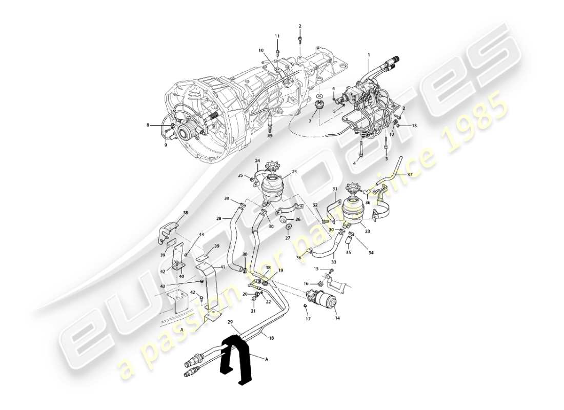 aston martin vanquish (2005) sistema hidráulico asm diagrama de piezas