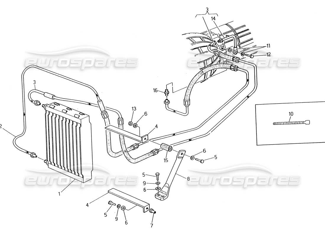 maserati 222 / 222e biturbo diagrama de piezas del radiador de aceite para transmisión automática (4 hp)