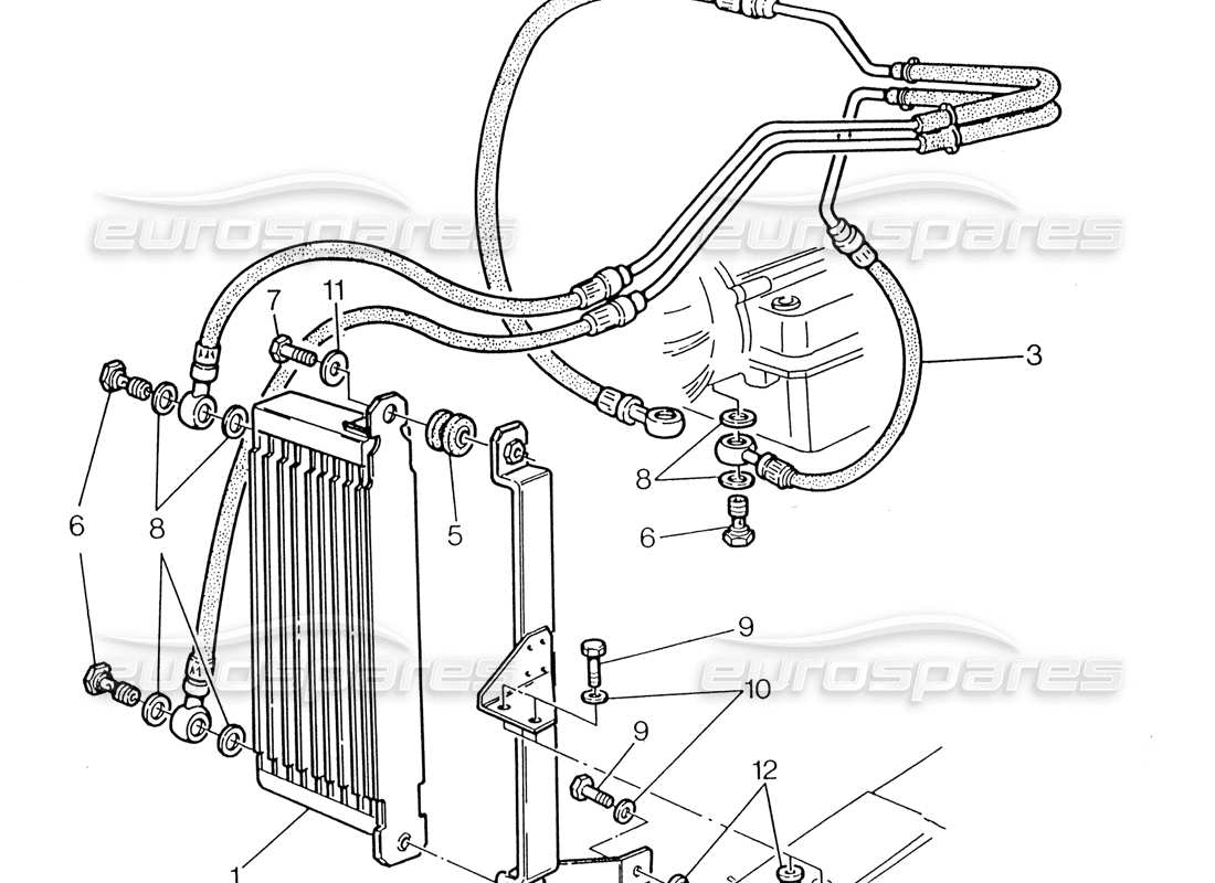 maserati 222 / 222e biturbo diagrama de piezas del radiador para transmisión automática (3 hp)