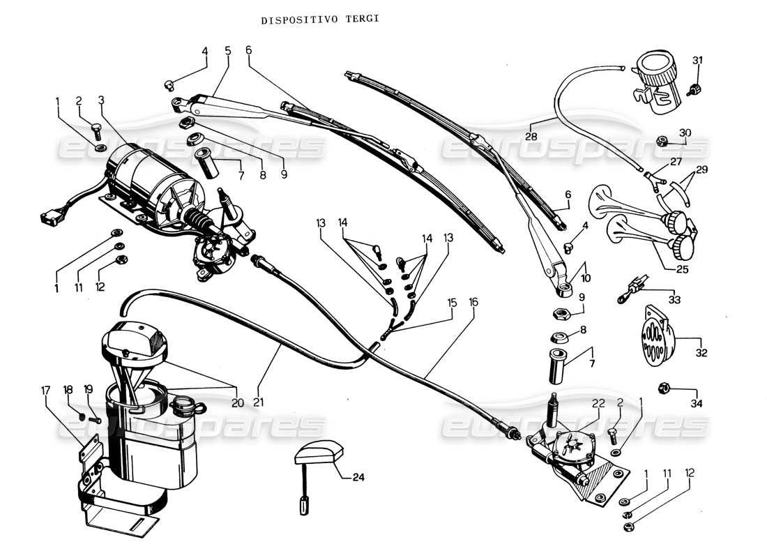 lamborghini espada sistema de limpiaparabrisas (suiza) diagrama de piezas