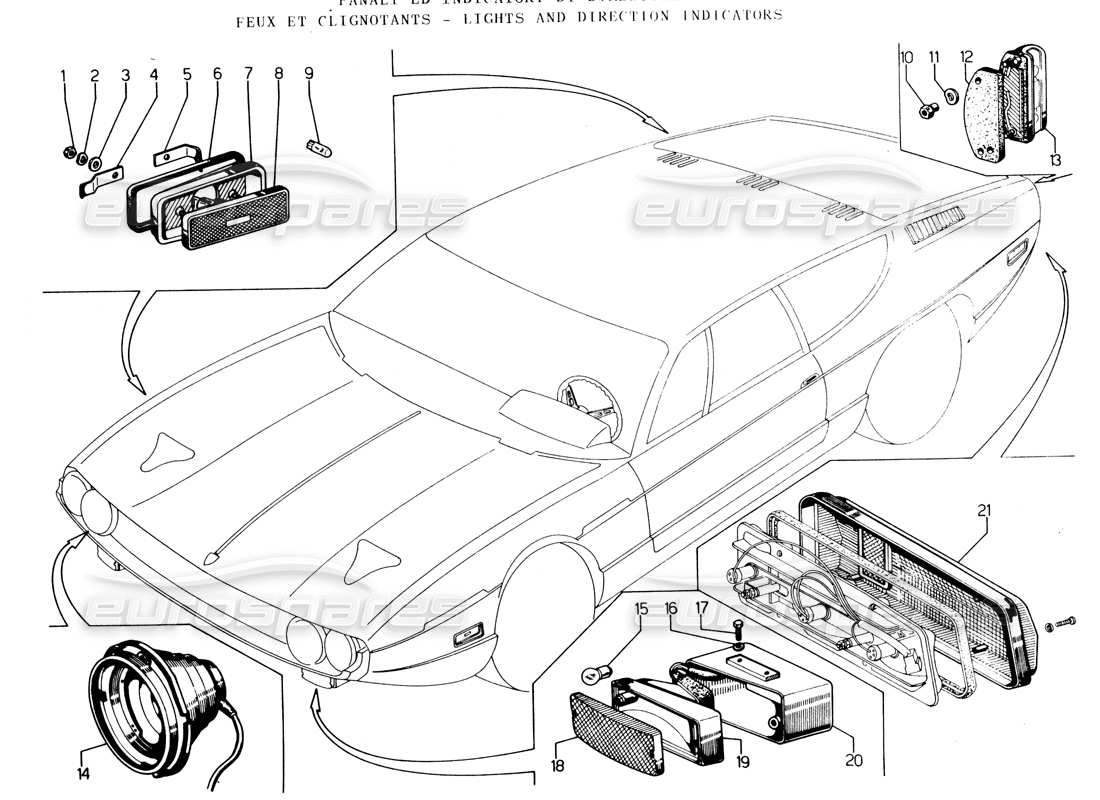 lamborghini espada luces (reino unido) diagrama de piezas