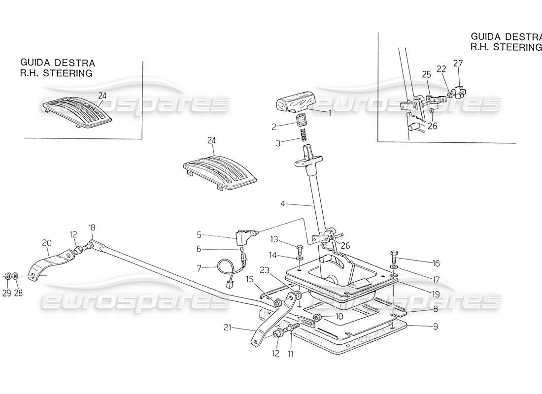 maserati biturbo spider diagrama de piezas del control de transmisión automática (4 hp)