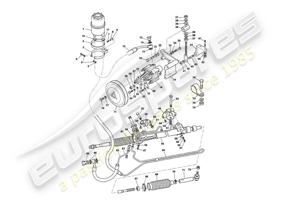 aston martin v8 volante (1997) dirección asistida diagrama de piezas