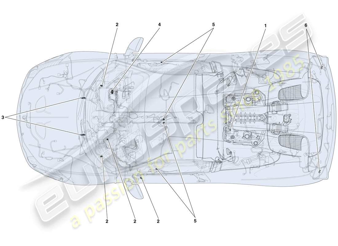 ferrari 458 speciale aperta (rhd) fijaciones varias para el sistema eléctrico esquema de piezas