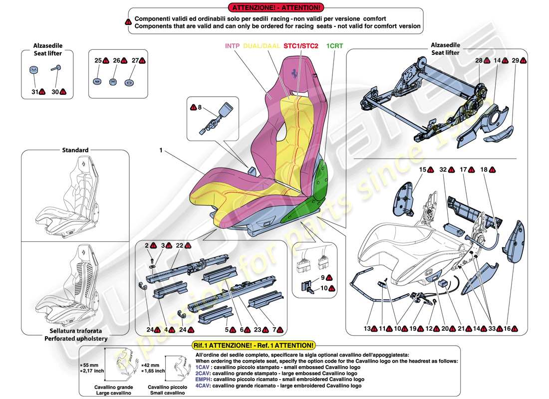ferrari f12 berlinetta (europe) asiento de carreras diagrama de piezas