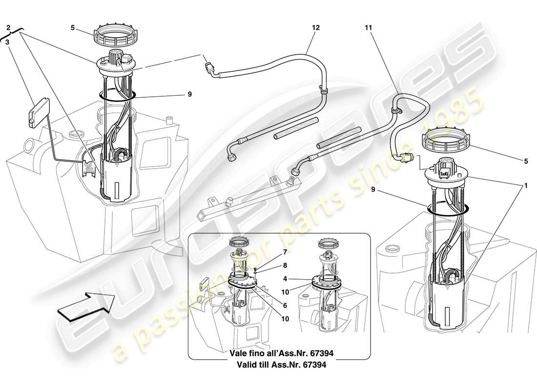 ferrari f430 coupe (usa) bombas y tubos del sistema de combustible diagrama de piezas
