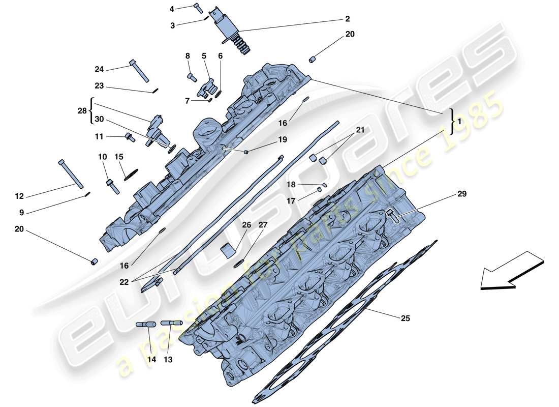 ferrari 488 gtb (europe) culata del lado derecho diagrama de piezas