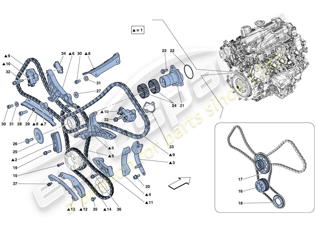 ferrari gtc4 lusso t (usa) sistema de tiempo - conducción diagrama de piezas