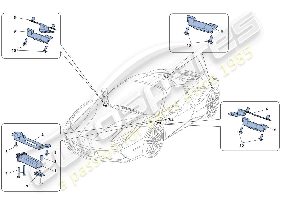 ferrari 488 spider (usa) sistema de control de presión de neumáticos diagrama de piezas