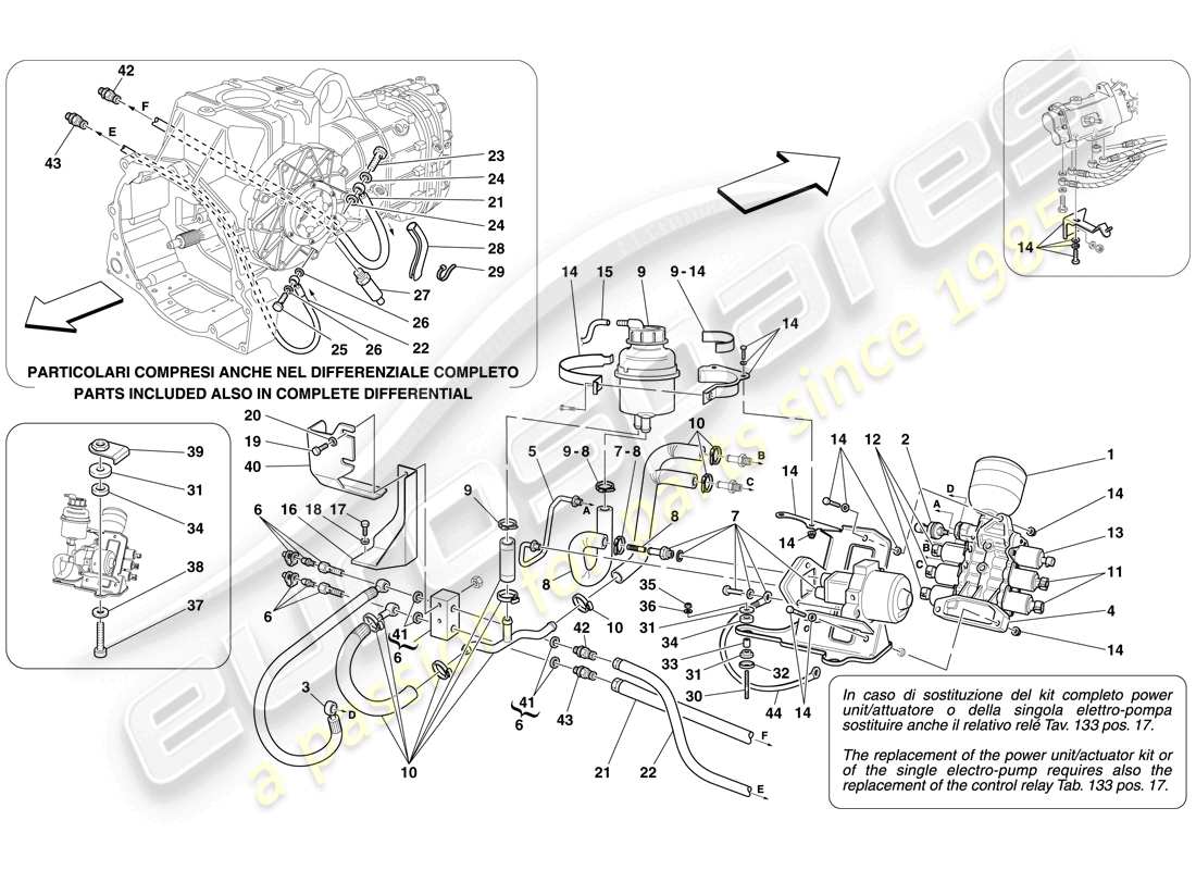 ferrari f430 scuderia spider 16m (rhd) power unit and tank diagrama de piezas