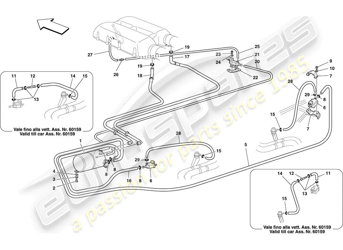 ferrari f430 coupe (usa) diagrama de piezas del sistema actuador neumático