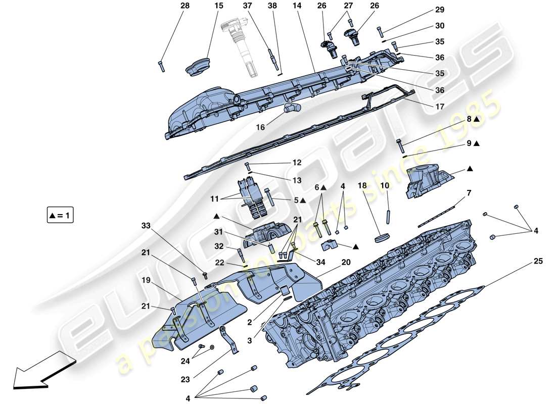 ferrari f12 berlinetta (europe) diagrama de piezas de la culata del lado derecho