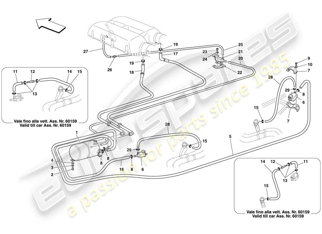 ferrari f430 spider (rhd) diagrama de piezas del sistema actuador neumático