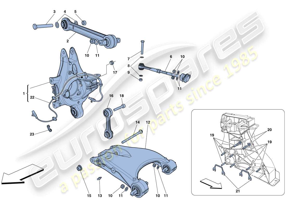 ferrari 458 italia (rhd) suspensión trasera - brazos diagrama de piezas