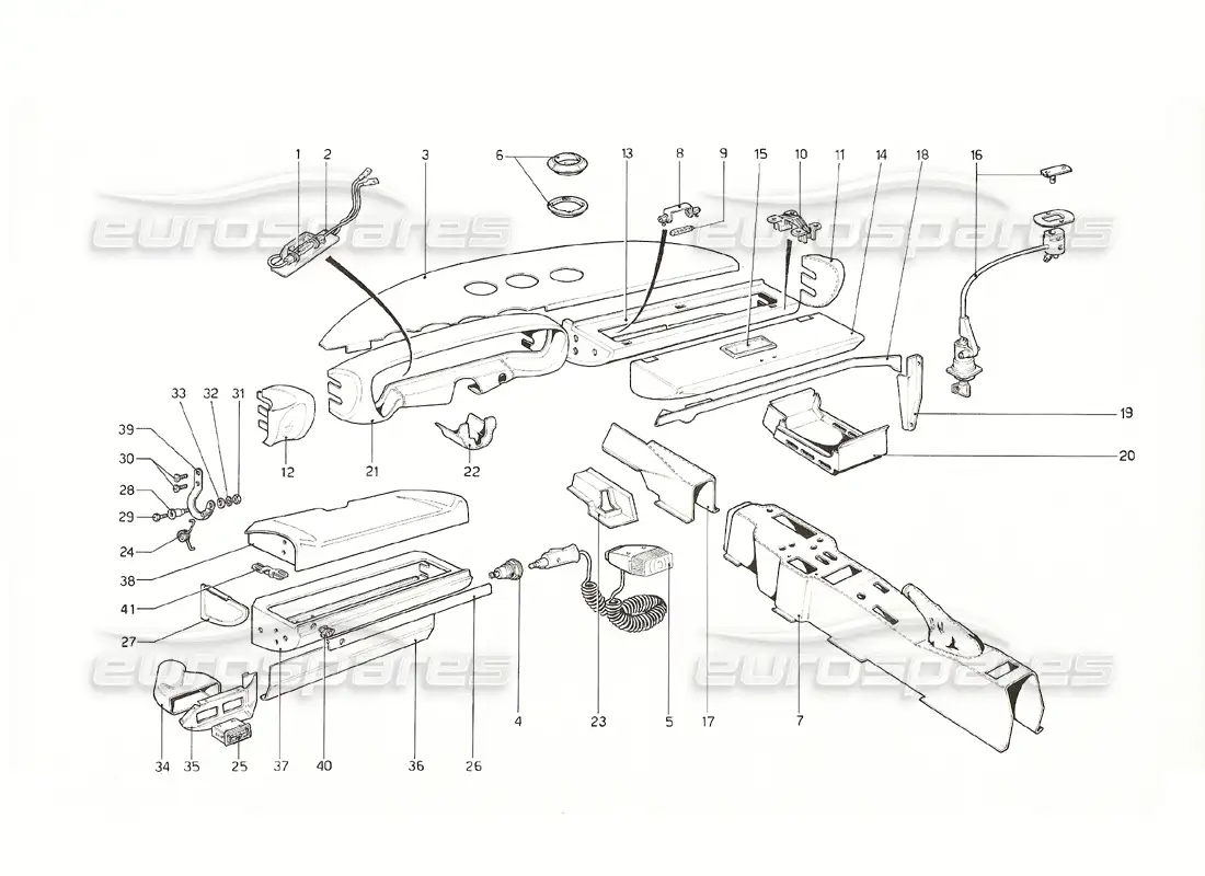 ferrari 308 gt4 dino (1976) molduras interiores y 'accesorios diagrama de piezas