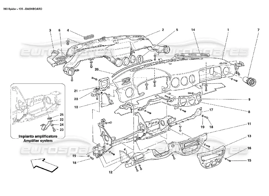ferrari 360 spider panel diagrama de piezas