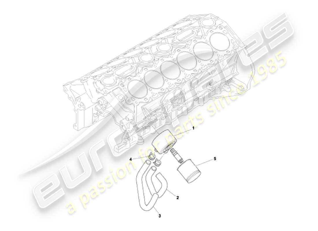 aston martin vanquish (2007) sistema de enfriamiento de aceite diagrama de piezas