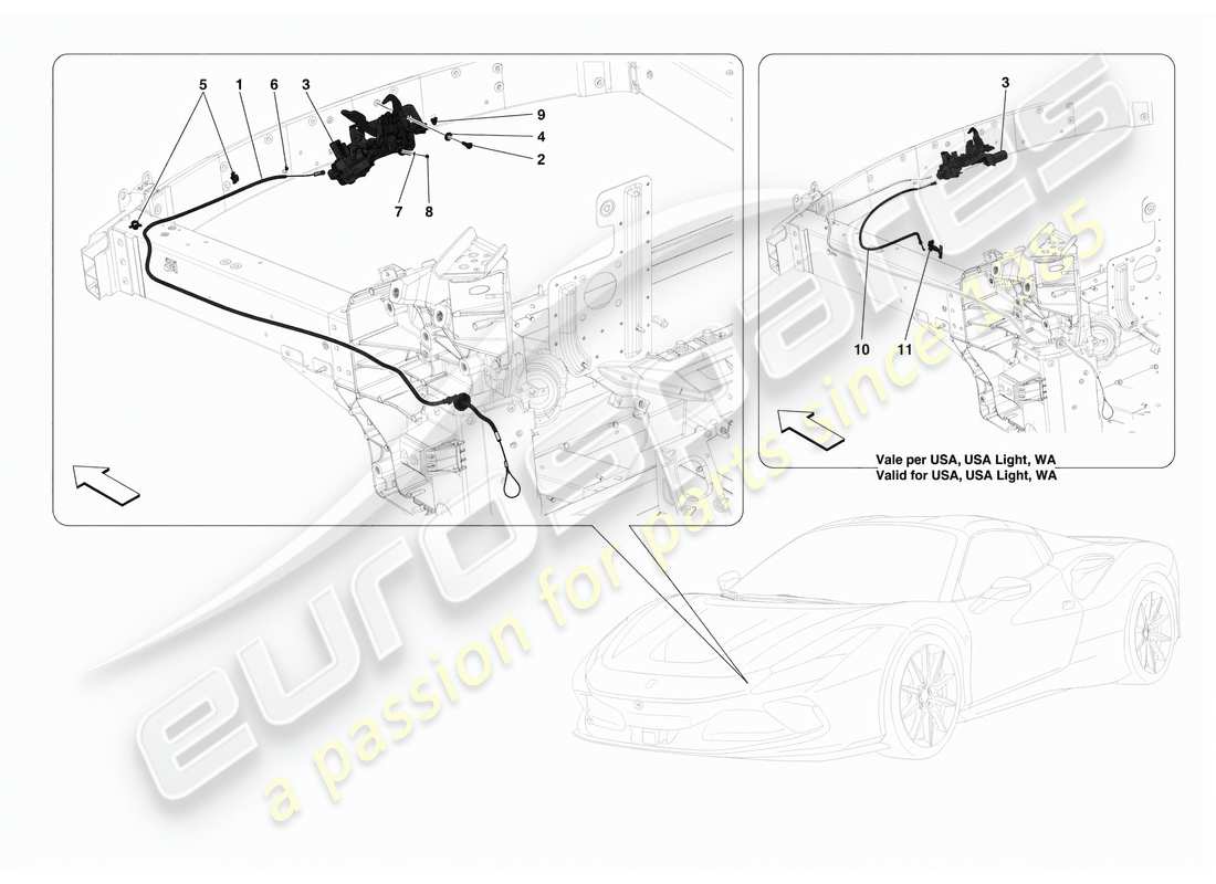 ferrari f8 spider bloqueo de la tapa delantera diagrama de piezas