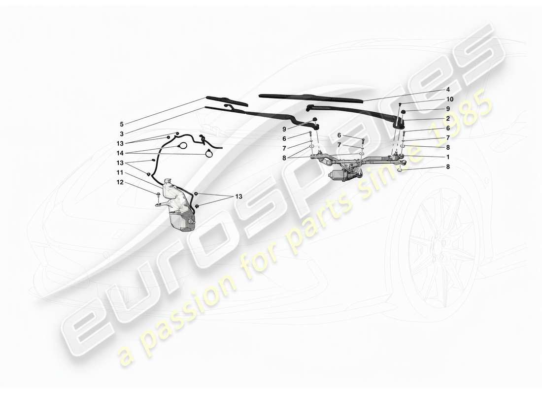 ferrari f8 spider limpiadores y lavafaros diagrama de piezas